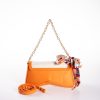 Fular Hediyeli Kanvas Detaylı Turuncu Vegan Deri Ayarlanabilir El ve Omuz Çantası