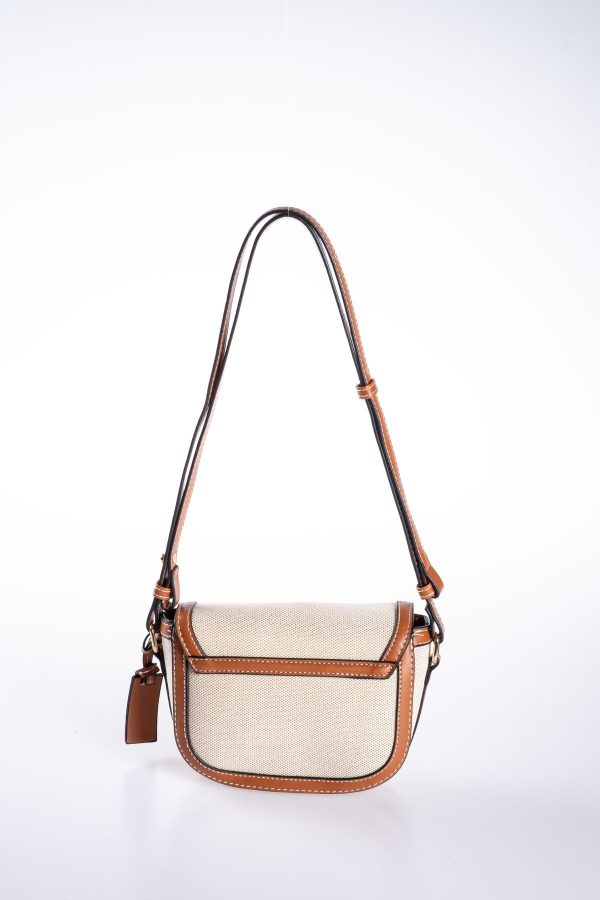 Kanvas Krem Taba Detaylı Kapaklı Ayarlanabilir El ve Omuz Çantası