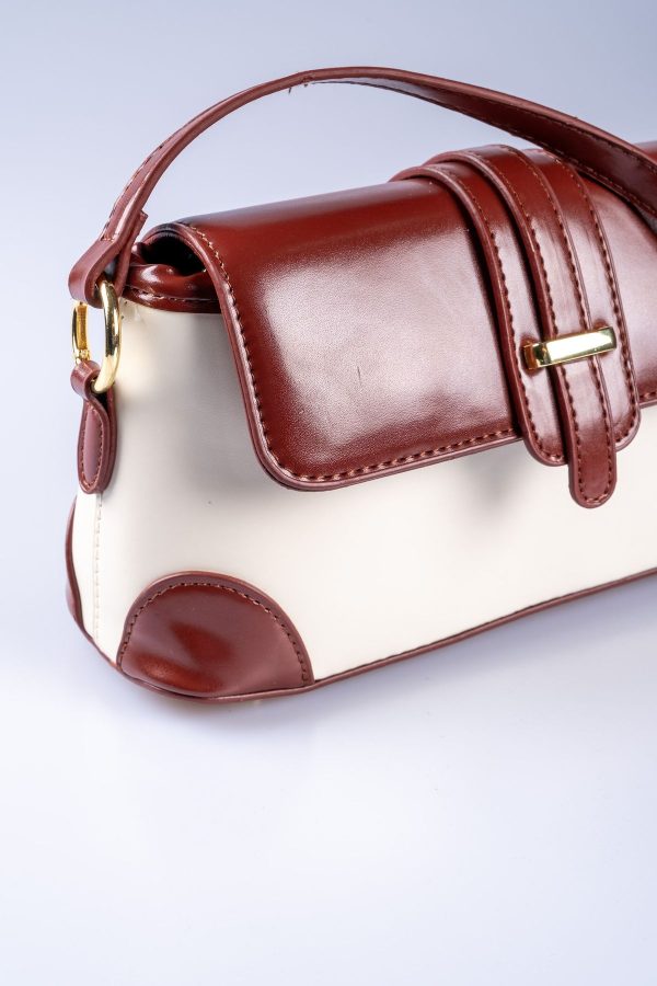 Bordro & Bej Vegan Deri Ayarlanabilir El ve Omuz Çantası