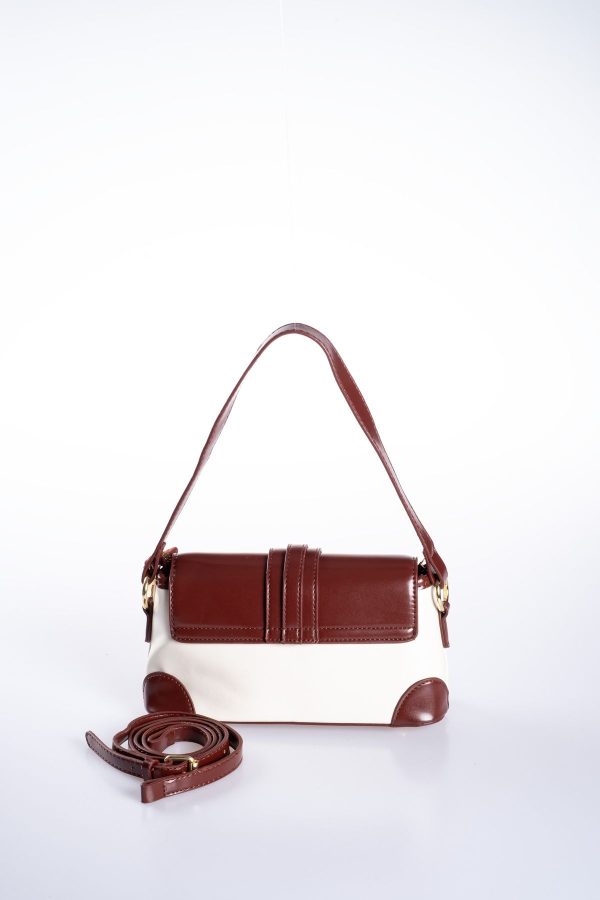 Bordro & Bej Vegan Deri Ayarlanabilir El ve Omuz Çantası