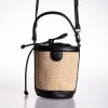 Mini Silindir Hasır El ve Omuz Çantası