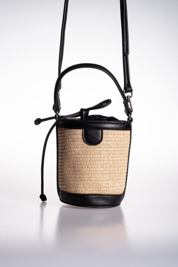 Mini Silindir Hasır El ve Omuz Çantası