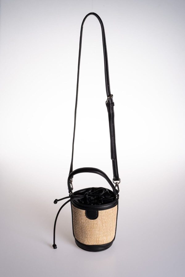 Mini Silindir Hasır El ve Omuz Çantası