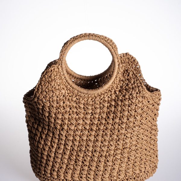 El Örgüsü Yuvarlak Saplı Astarsız Hasır Çanta