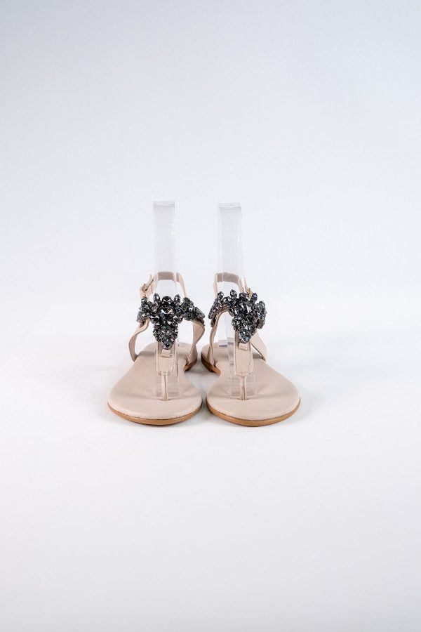 Lavion Bej Siyah Taşlı Günlük Kadın Sandalet