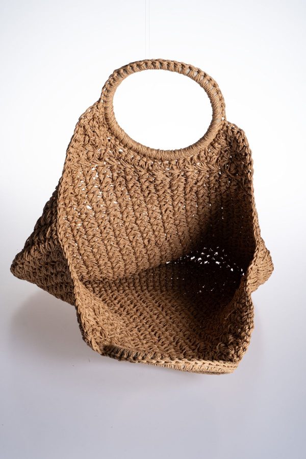 El Örgüsü Yuvarlak Saplı Astarsız Hasır Çanta