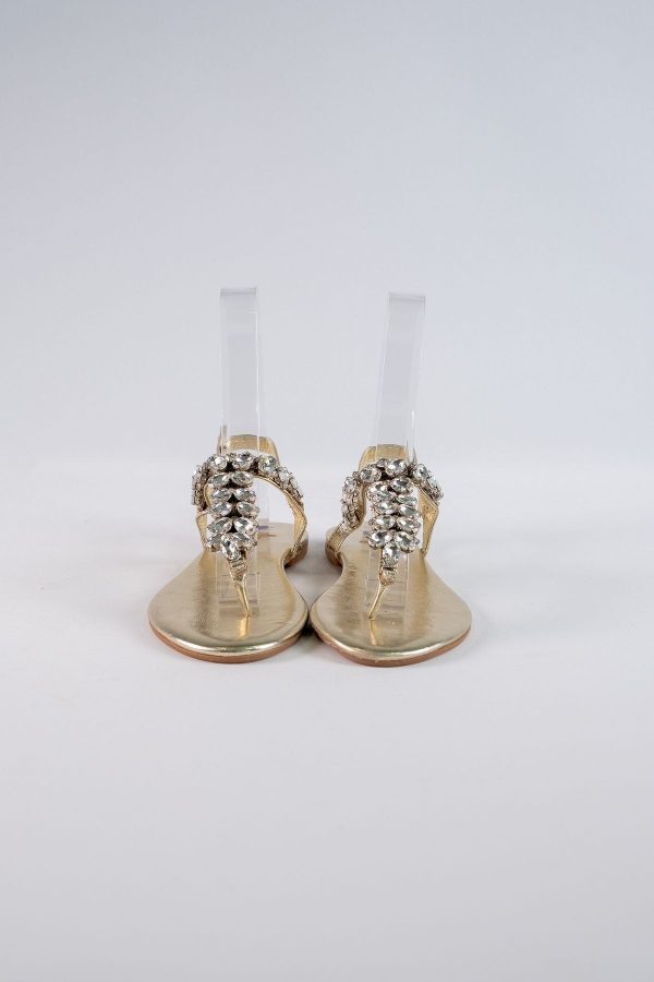 Lavion Yeni Sezon Hakiki Deri Gold Sıra Taşlı Günlük Kadın Sandalet