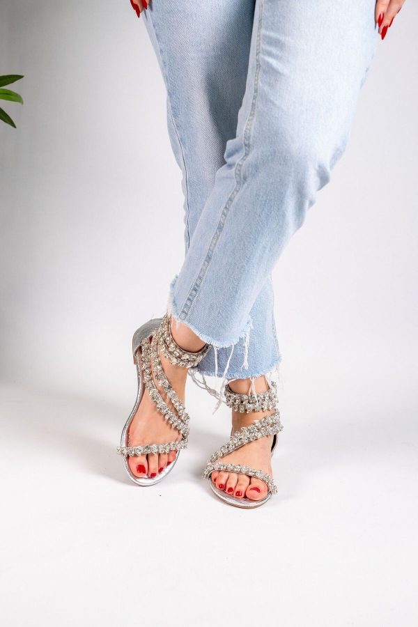 Valen Taşlı Fermuarlı Hakiki Deri Sandalet