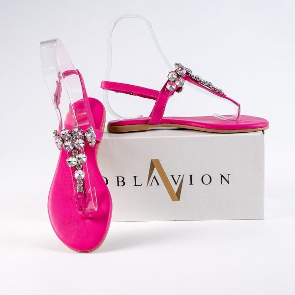 Lavion Fuşya Pembe Taşlı Günlük Kadın Sandalet