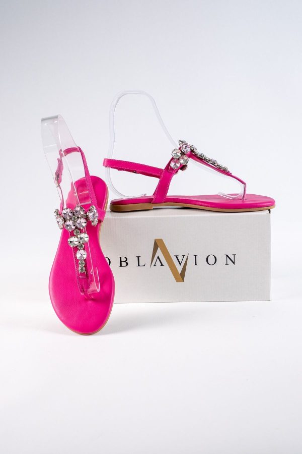 Lavion Fuşya Pembe Taşlı Günlük Kadın Sandalet
