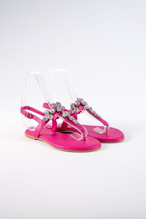 Lavion Fuşya Pembe Taşlı Günlük Kadın Sandalet