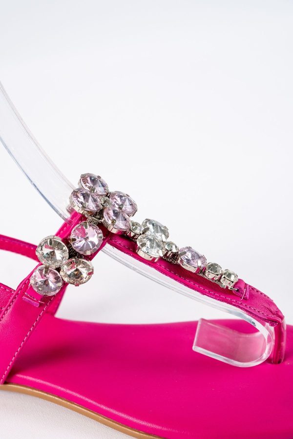 Lavion Fuşya Pembe Taşlı Günlük Kadın Sandalet