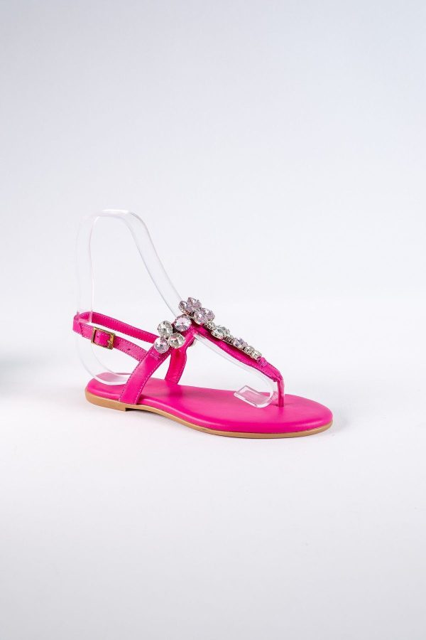 Lavion Fuşya Pembe Taşlı Günlük Kadın Sandalet