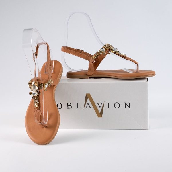 Lavion Nude Bal Renkli Taşlı Günlük Kadın Sandalet