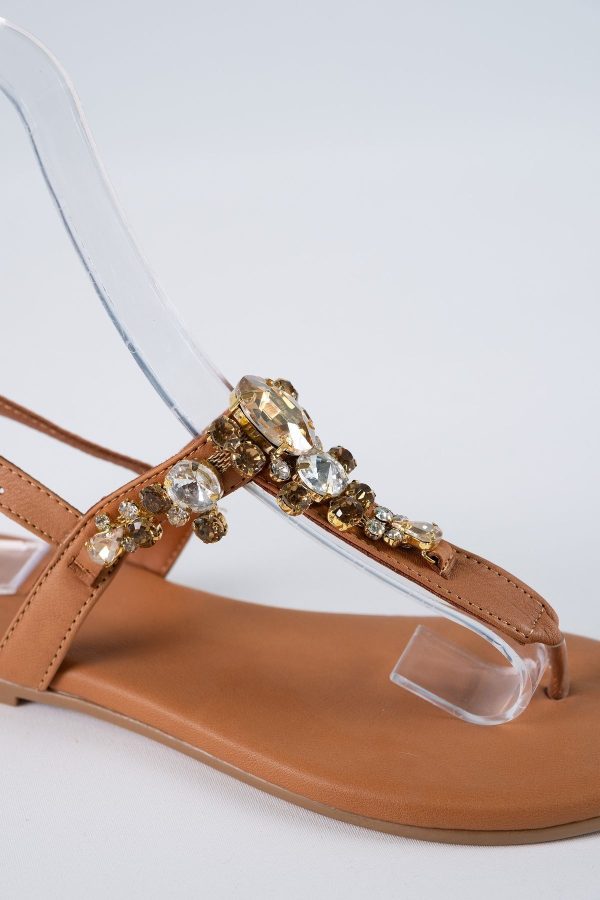 Lavion Nude Bal Renkli Taşlı Günlük Kadın Sandalet