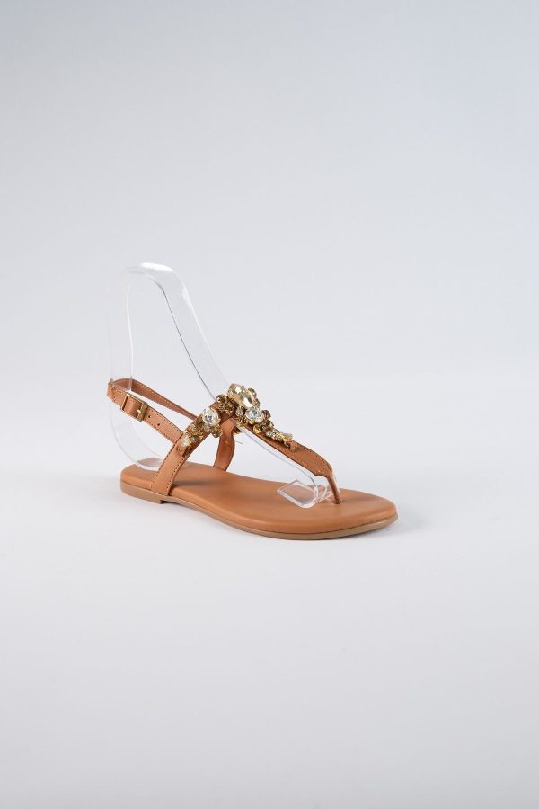 Lavion Nude Bal Renkli Taşlı Günlük Kadın Sandalet