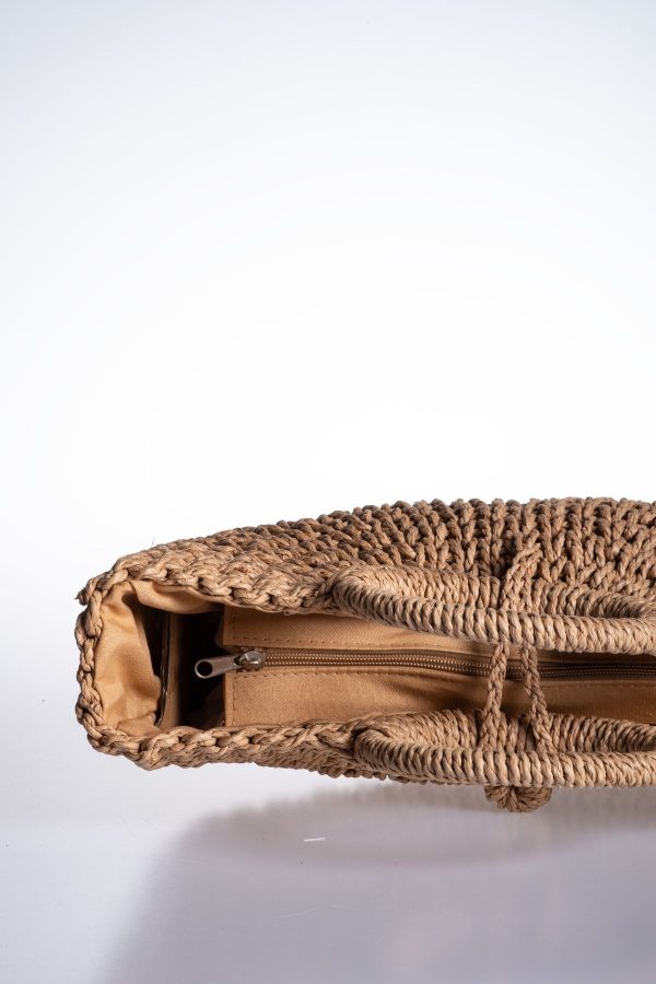 Hasır Astarlı Fermuarlı Plaj Çantası