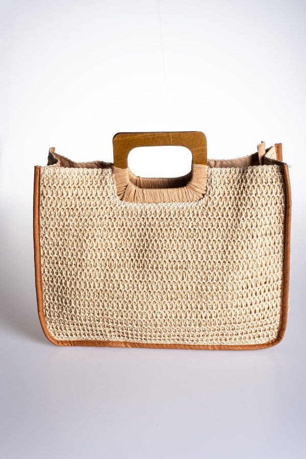 Kare Saplı Tote Hasır Çanta