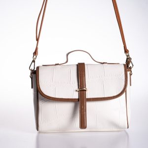 Fular Hediyeli Kanvas Detaylı Turuncu Vegan Deri Ayarlanabilir El ve Omuz Çantası