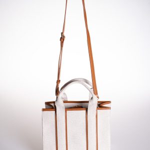 Taba Biye Detaylı Krem Kanvas Ayarlanabilir El ve Omuz Çantası