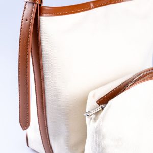 Bordro & Bej Vegan Deri Ayarlanabilir El ve Omuz Çantası