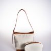 Taba Biye Detaylı Krem Kanvas Yavru Çanta Hediyeli Ayarlanabilir El ve Omuz Çantası