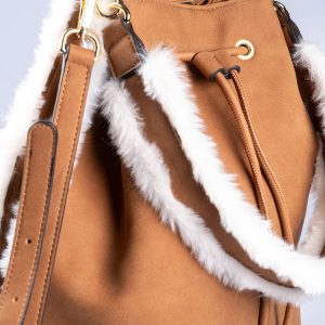 Pastel Yeşil Vegan Deri Detaylı Krem Kanvas Ayarlanabilir El ve Omuz Çantası