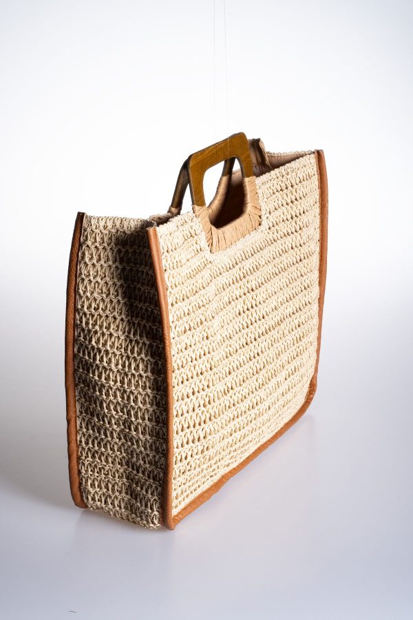 Kare Saplı Tote Hasır Çanta