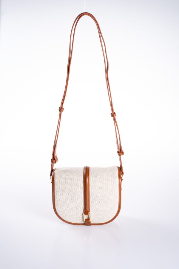 Taba Biye Detaylı Krem Kanvas Ayarlanabilir El ve Omuz Çantası