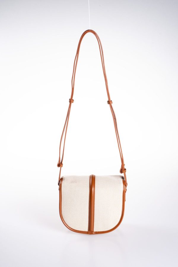 Taba Biye Detaylı Krem Kanvas Ayarlanabilir El ve Omuz Çantası