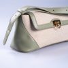 Pastel Yeşil Vegan Deri Detaylı Krem Kanvas Ayarlanabilir El ve Omuz Çantası