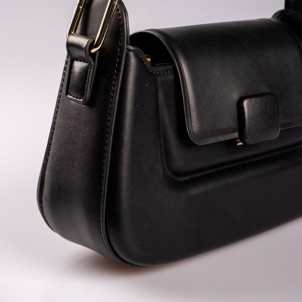 Siyah Vegan Deri Ayarlanabilir El ve Omuz Çantası