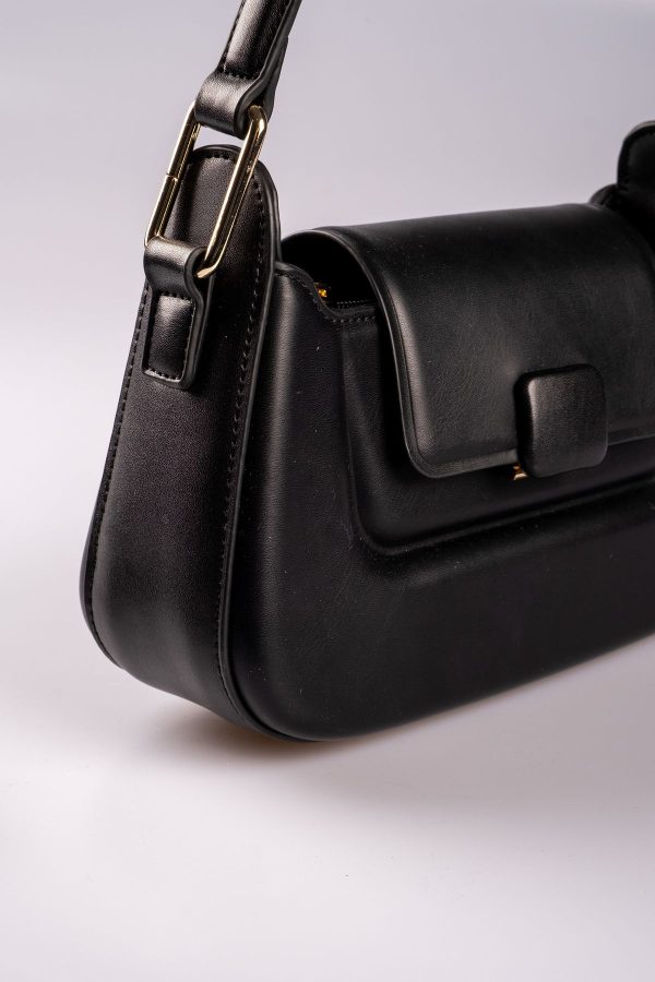 Siyah Vegan Deri Ayarlanabilir El ve Omuz Çantası